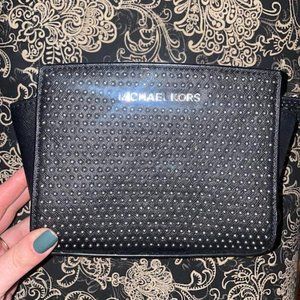Michael Kors studded clutch, missing should strap